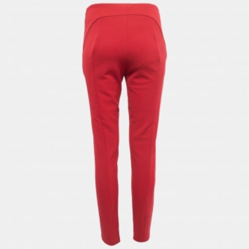 Prada Rote Stretch-Strickhose mit konisch zulaufendem Bein M Damen im Angebot