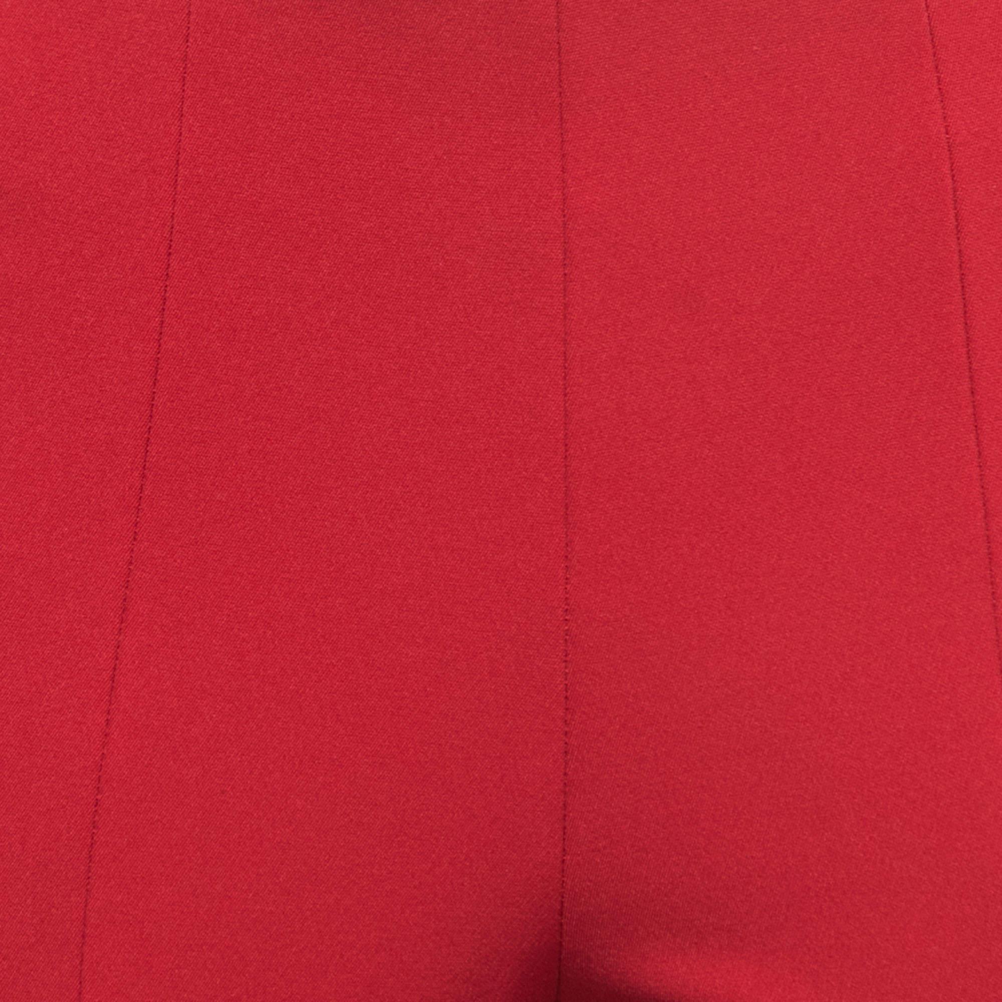 Prada Red Stretch Knit Tapered Leg Trousers M For Sale 2