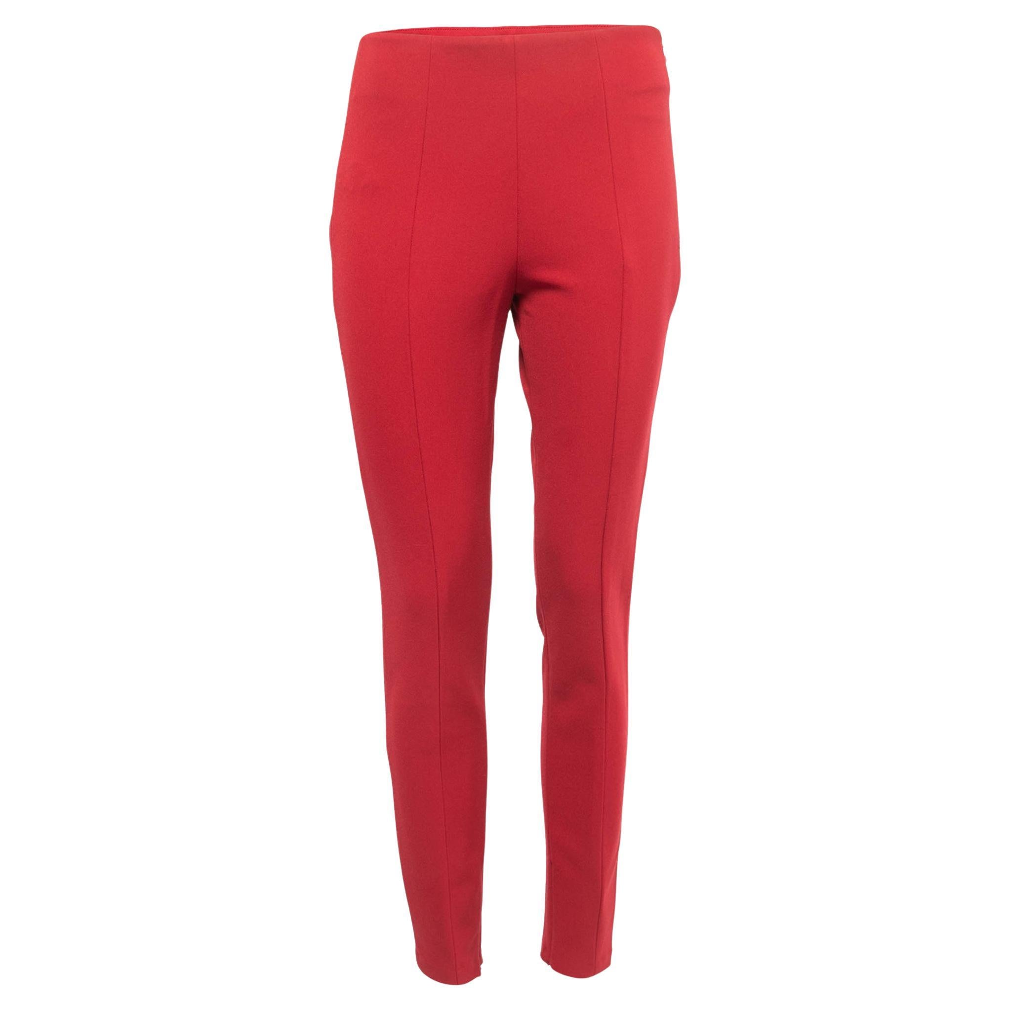 Prada Red Stretch Knit Tapered Leg Trousers M For Sale