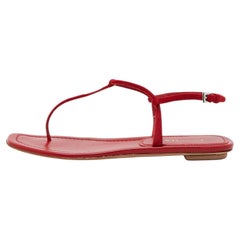 Prada Red Suede Thong Flat Sandals Size 39.5