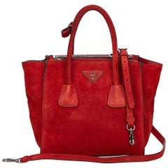Prada Red Suede Twin Pocket Bag