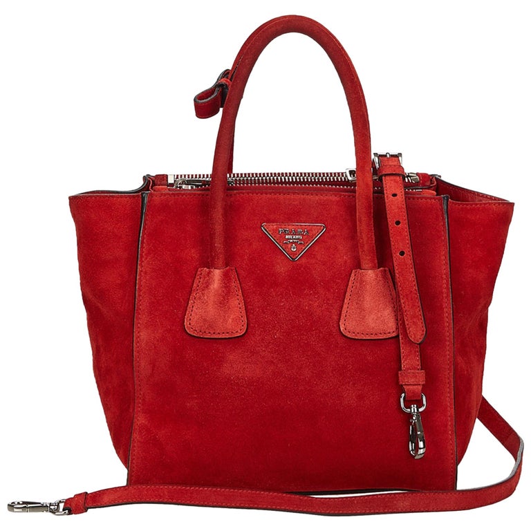 Prada Red Suede Twin Pocket Bag at 1stDibs red suede handbag