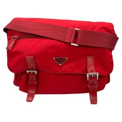 Used Prada Red Tessuto Nylon Messenger Bag