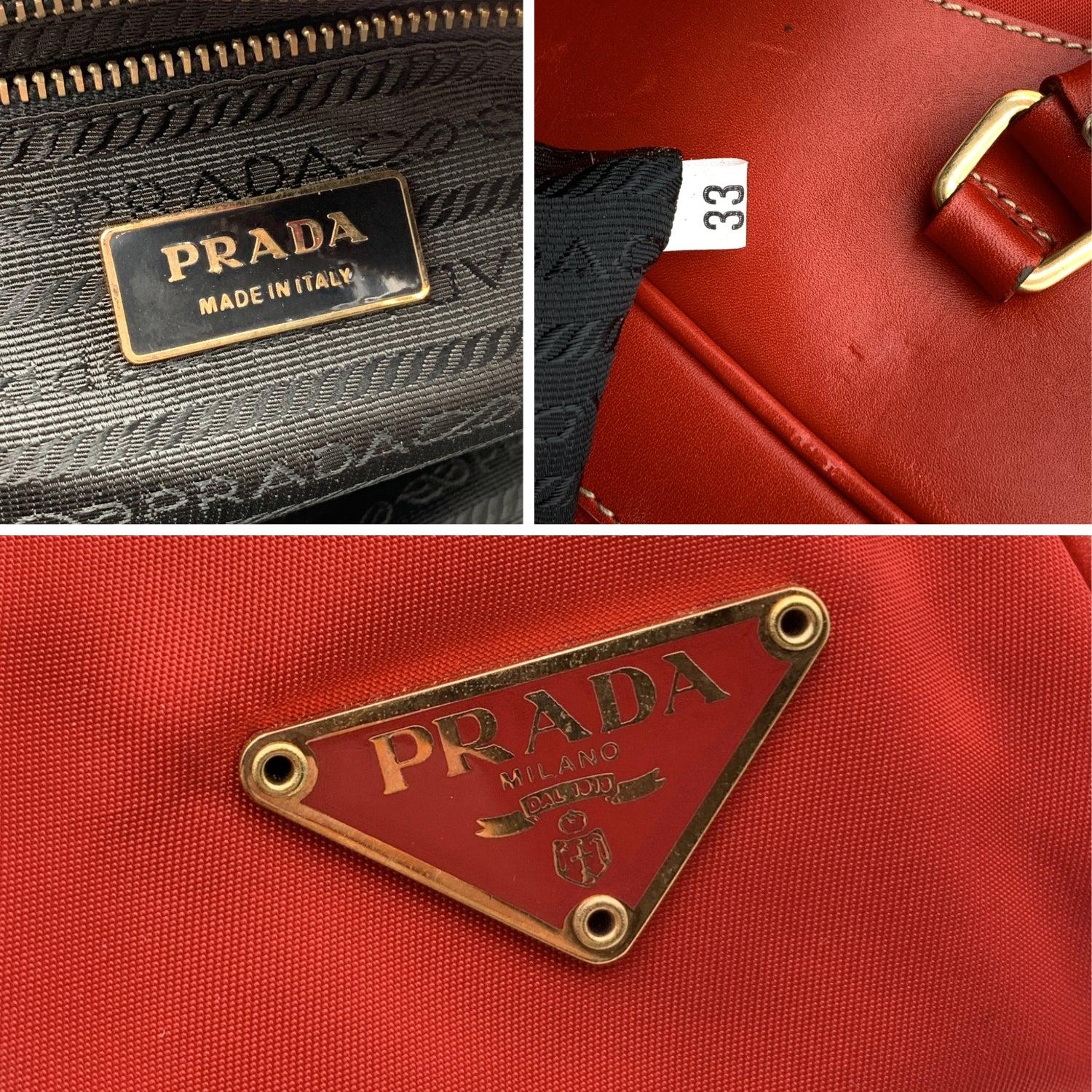 Prada Red Tessuto Travel Canvas and Leather Bowling Bag BL0081 2