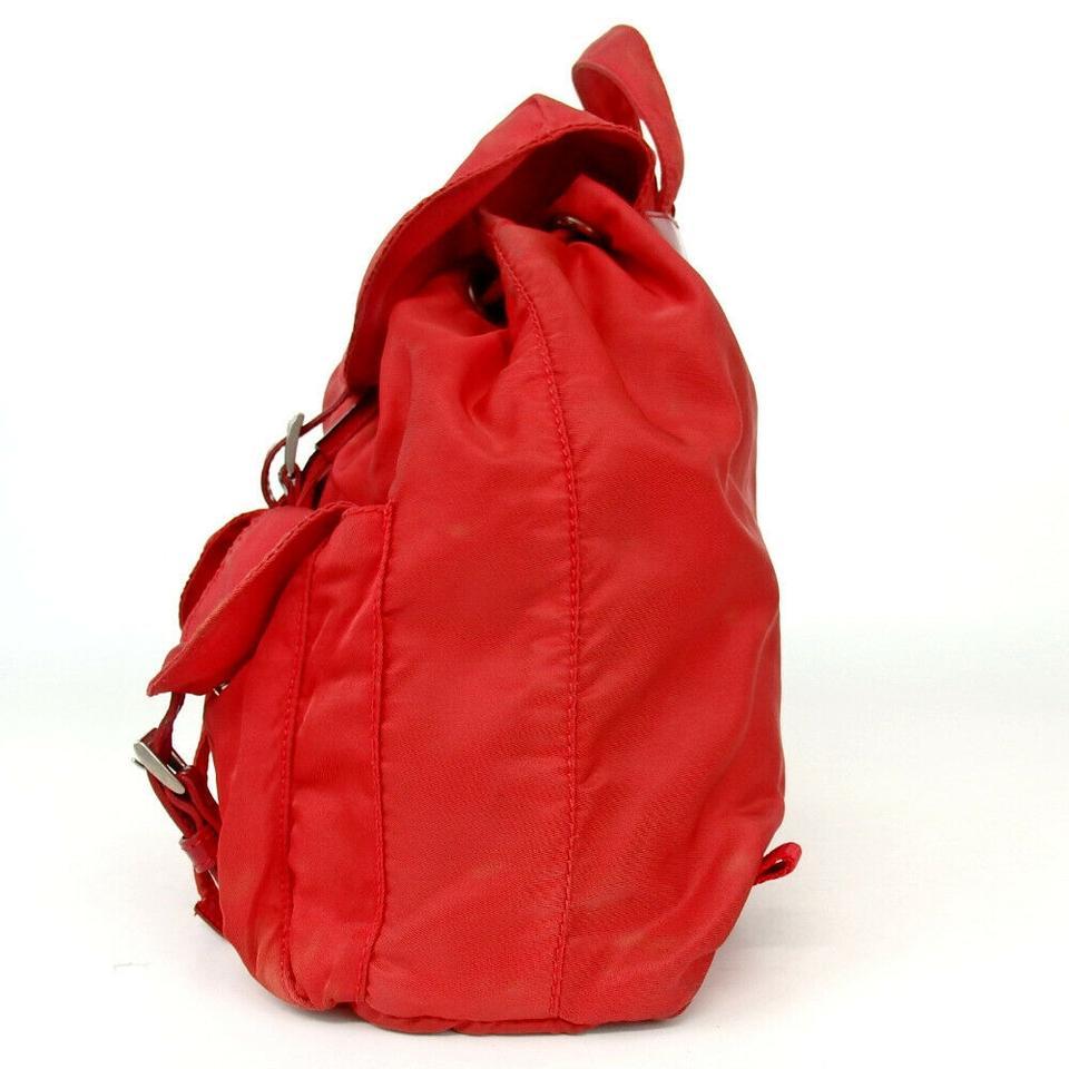 Prada Red Twin Pocket Backpack Tessuto Bookbag 858404 1