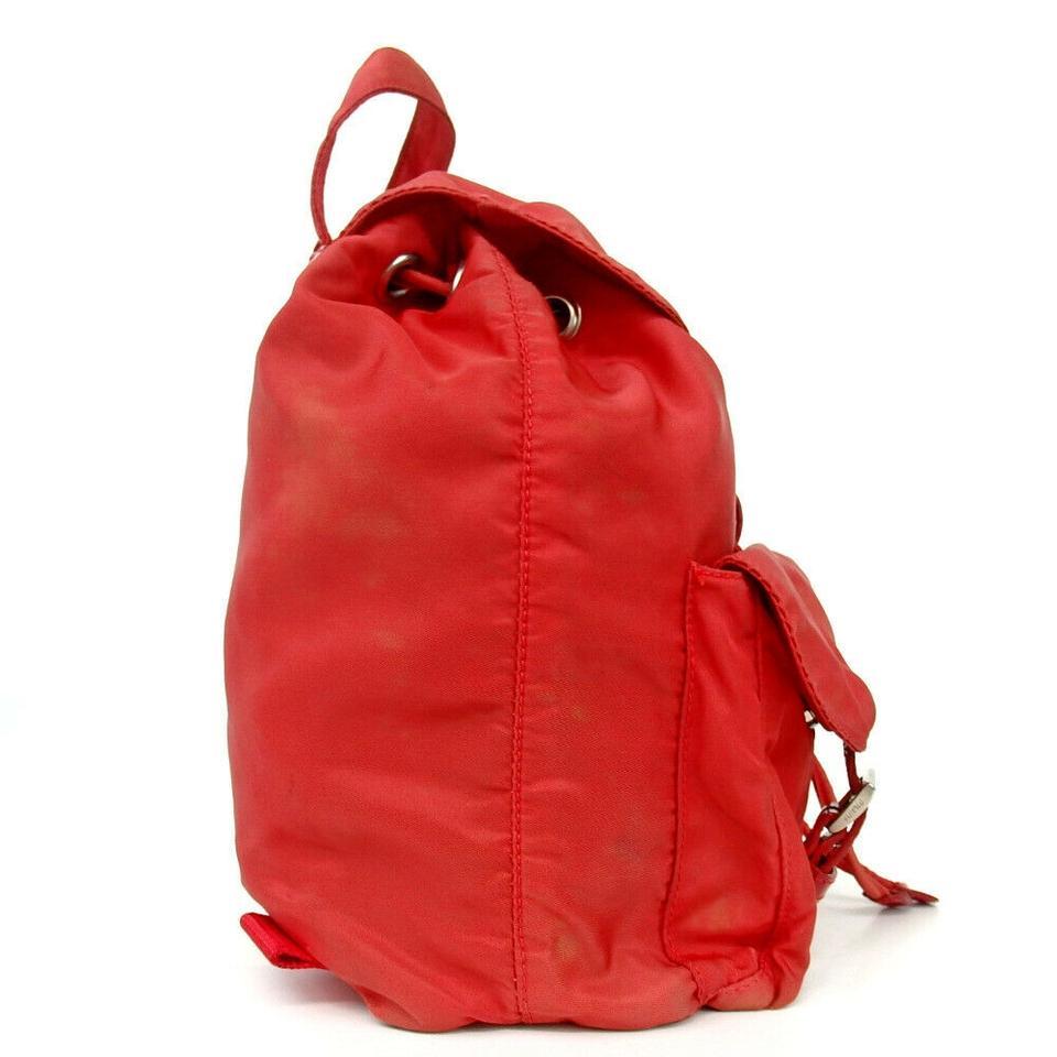 Prada Red Twin Pocket Backpack Tessuto Bookbag 858404 2