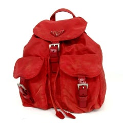 Prada Red Twin Pocket Backpack Tessuto Bookbag 858404