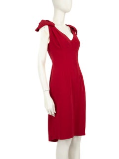 Prada Red V-Neck Midi Dress Size M