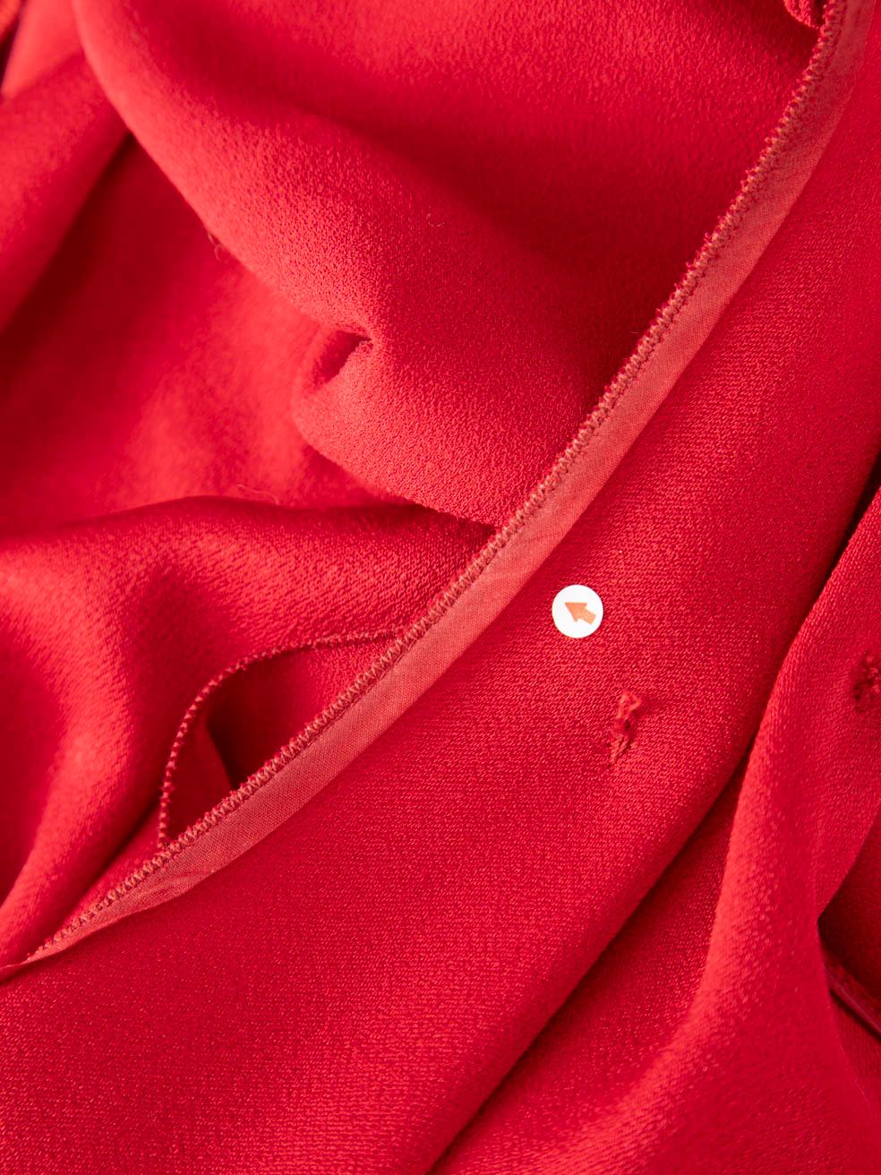 Prada Red V-Neck Midi Dress Size M 2