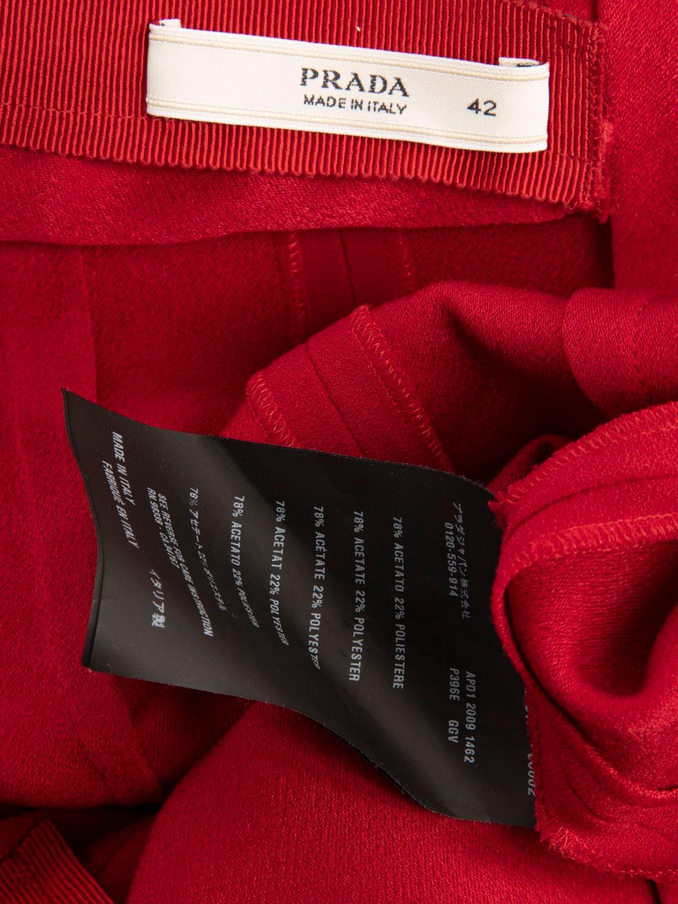 Prada Red V-Neck Midi Dress Size M 3
