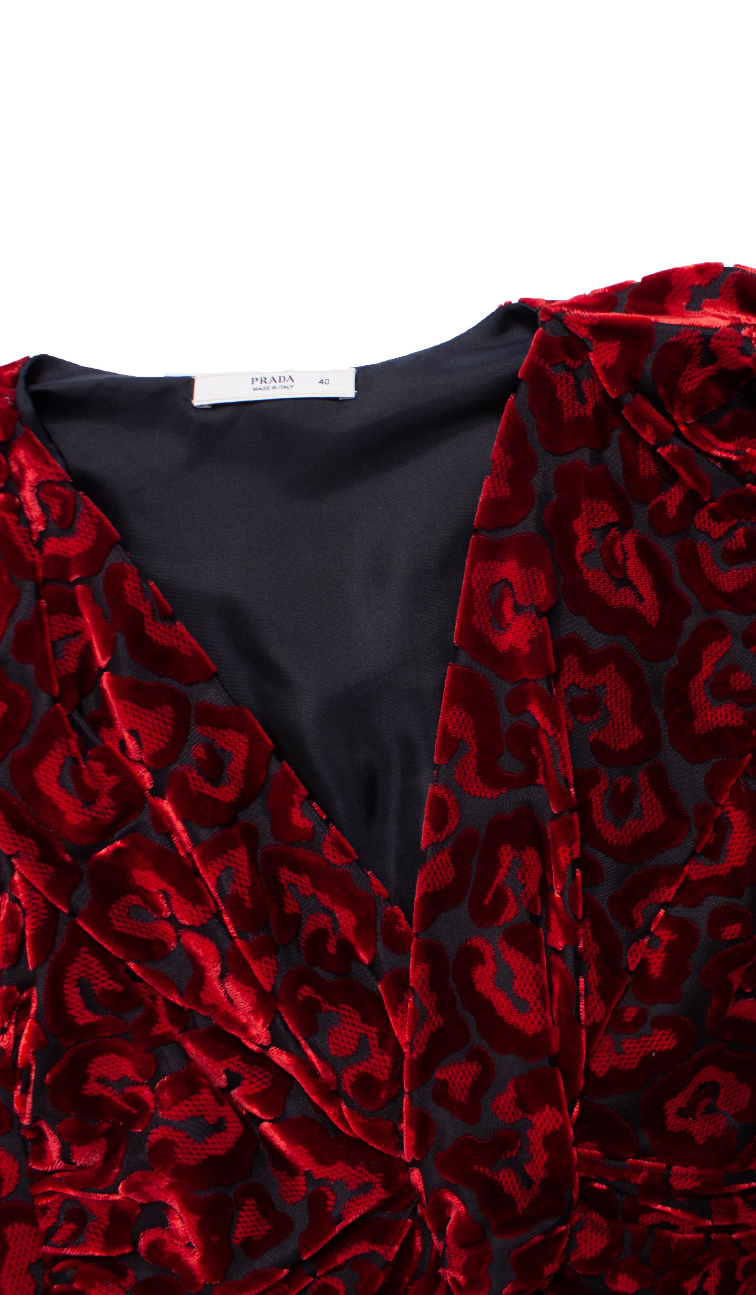 Prada, red velvet dress For Sale 1