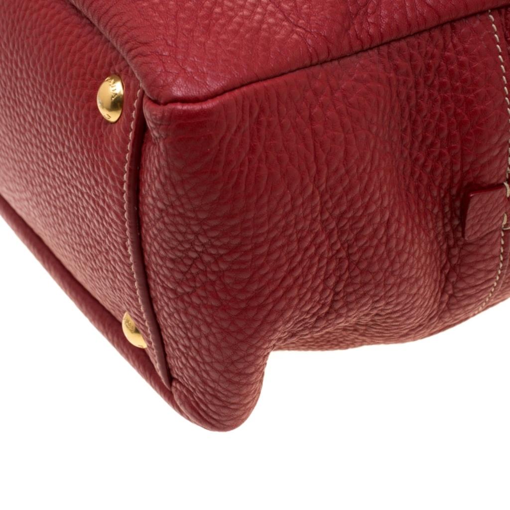 Prada Red Vitello Daino Leather Bauletto Satchel 1