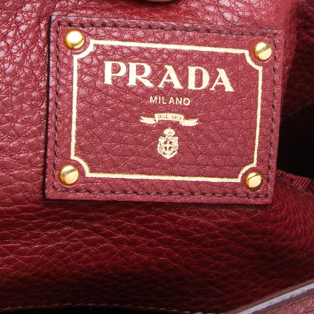 Prada Red Vitello Daino Leather Open Tote In Good Condition In Dubai, Al Qouz 2