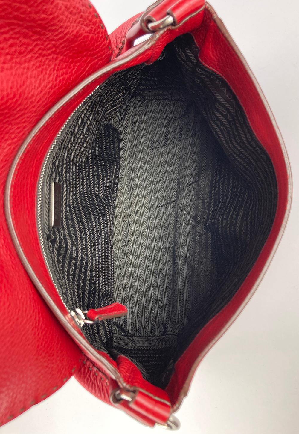 Prada Red Vitello Daino Semitracolla Bag 3