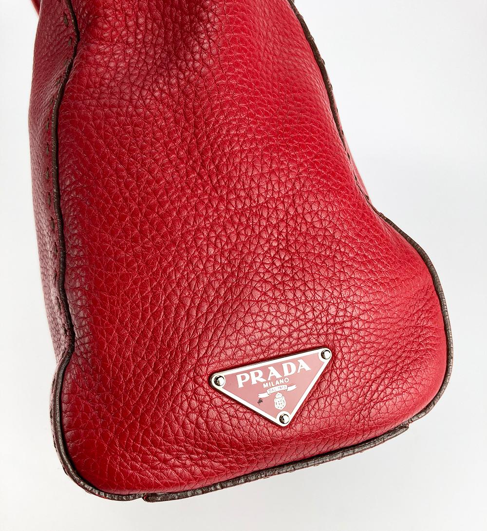 Women's Prada Red Vitello Daino Semitracolla Bag