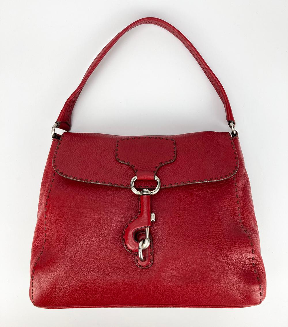 Prada Red Vitello Daino Semitracolla Bag 1
