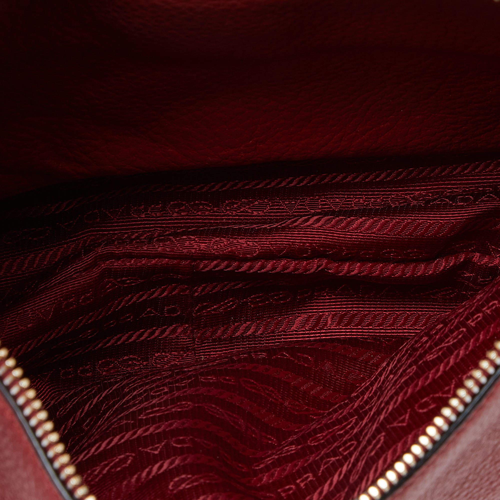 Prada Red Vitello Danio Leather Crossbody Bag 8