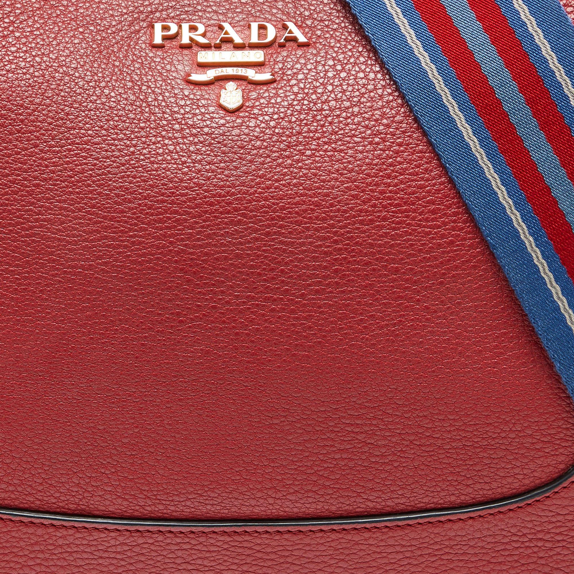 Prada Red Vitello Danio Leather Crossbody Bag 9
