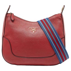 Prada Red Vitello Danio Leather Crossbody Bag