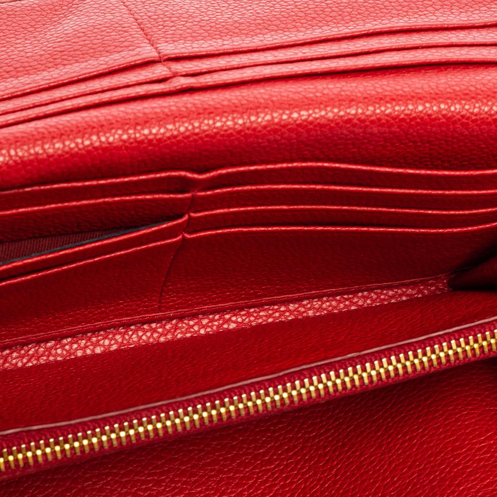 Prada Red Vitello Leather Flap Continental Wallet 7