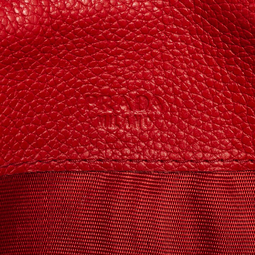 Prada Red Vitello Leather Flap Continental Wallet 8