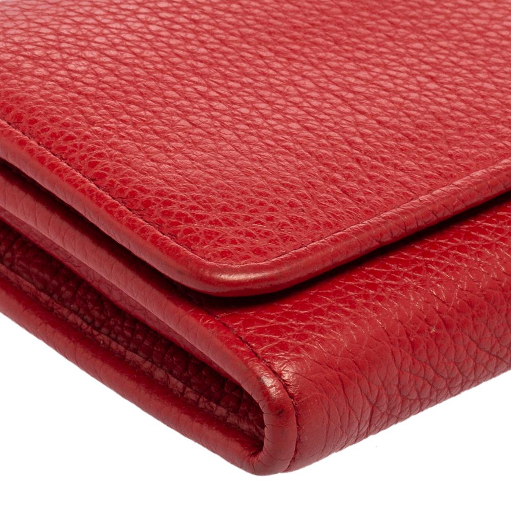 Prada Red Vitello Leather Flap Continental Wallet 4