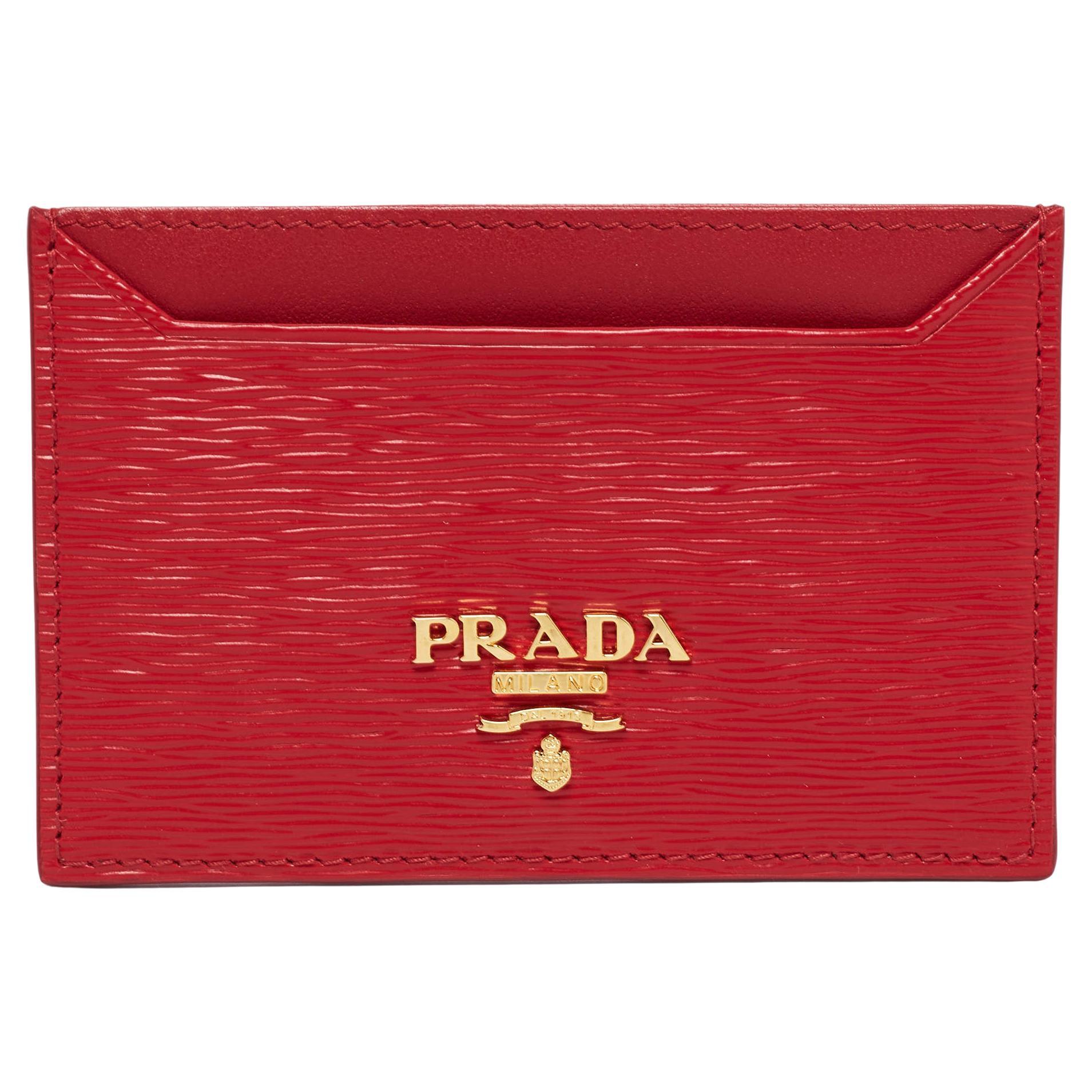 Prada Red Vitello Move Leather Card Holder