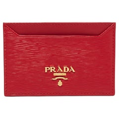 Prada Red Vitello Move Leather Card Holder