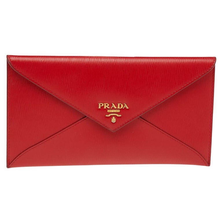 Prada Red Vitello Move Leather Envelope Wallet at 1stDibs