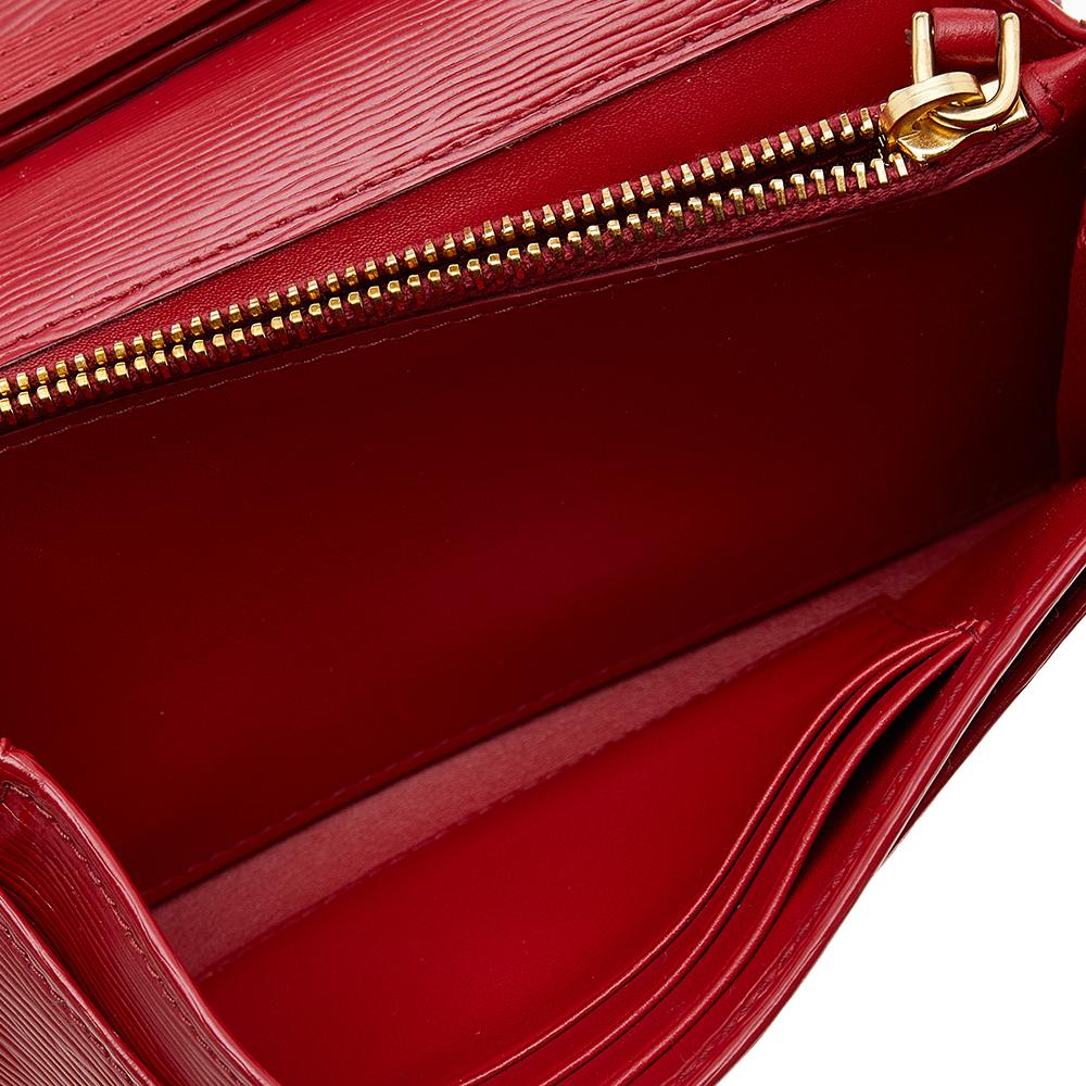 Prada Red Vitello Move Leather Wallet On Strap 4