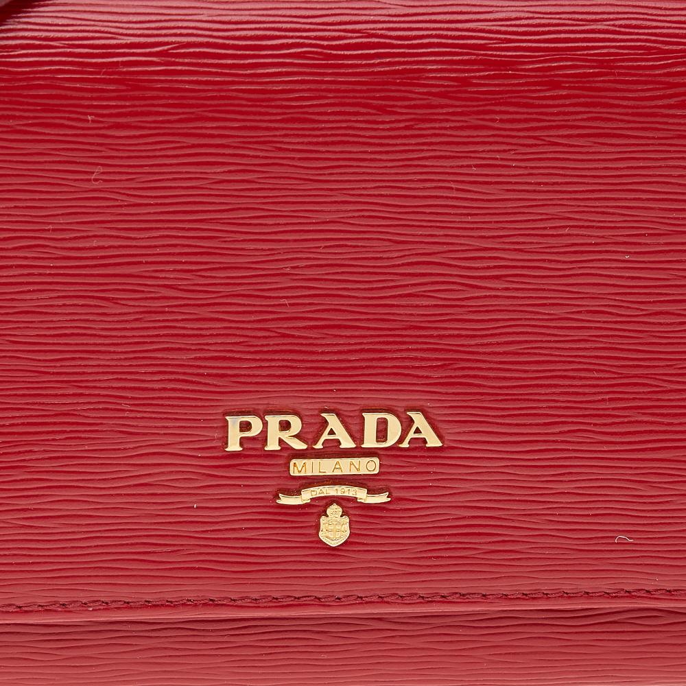 Women's Prada Red Vitello Move Leather Wallet On Strap