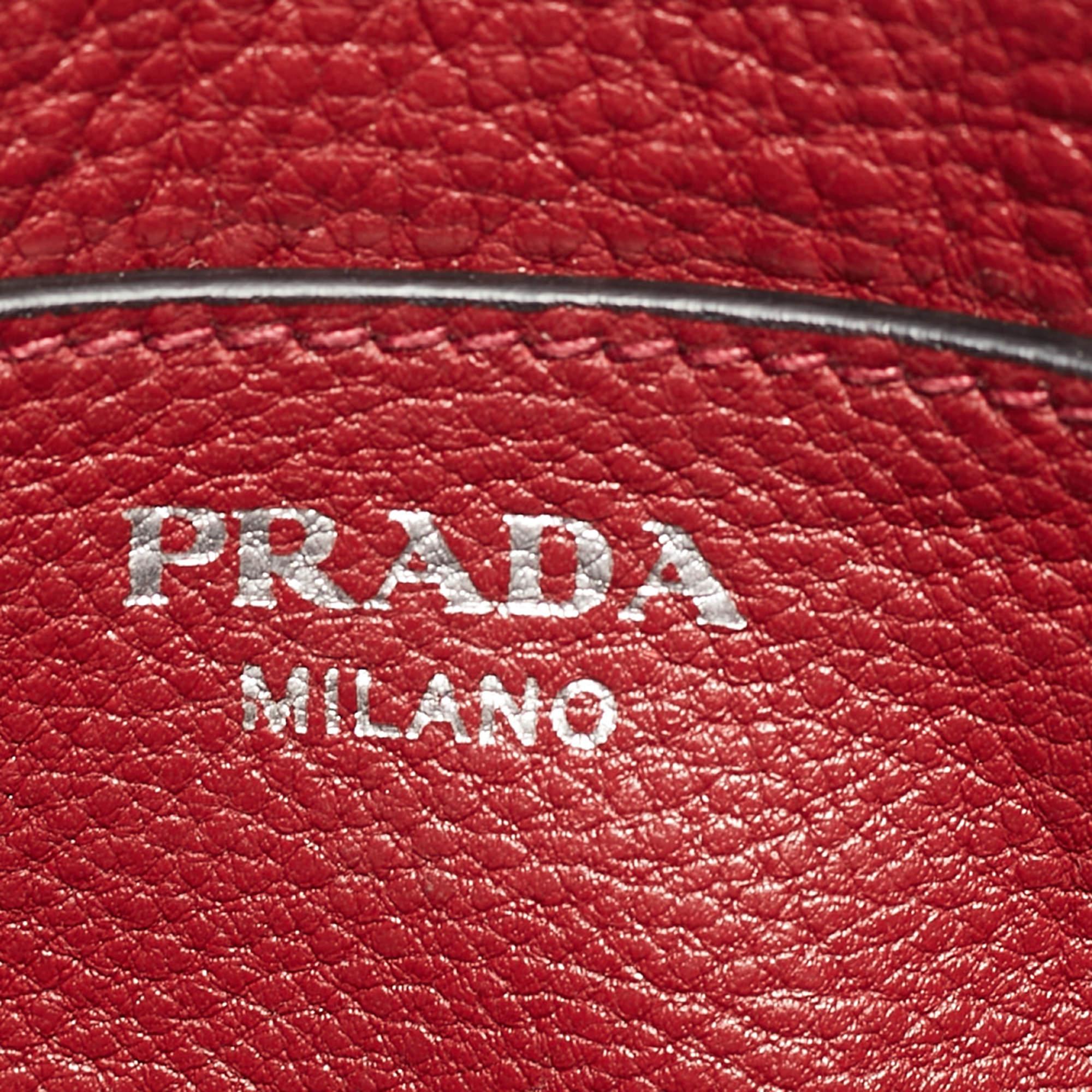 Prada Red Vitello Phenix Leather Double Zip Crossbody Bag 9