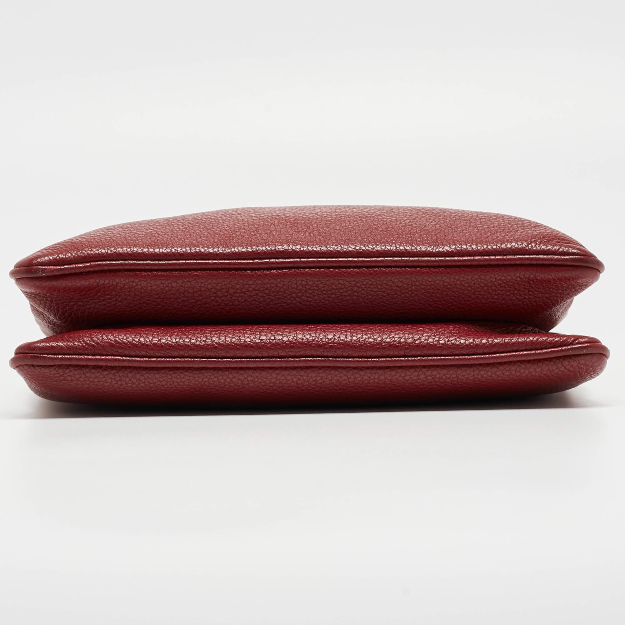 Prada Red Vitello Phenix Leather Double Zip Crossbody Bag For Sale 2