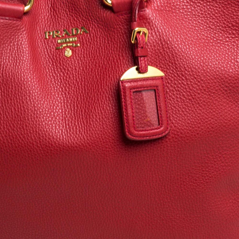 Prada Rot Vitello Phenix Leder Shopper Tasche 6