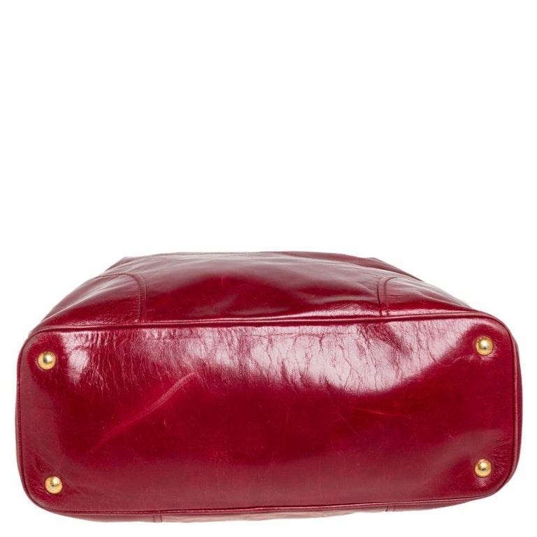 Prada Red Vitello Shine Leather Tote at 1stDibs