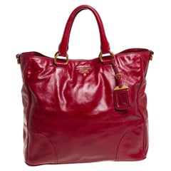Prada Rote Vitello Shine Leder-Tasche