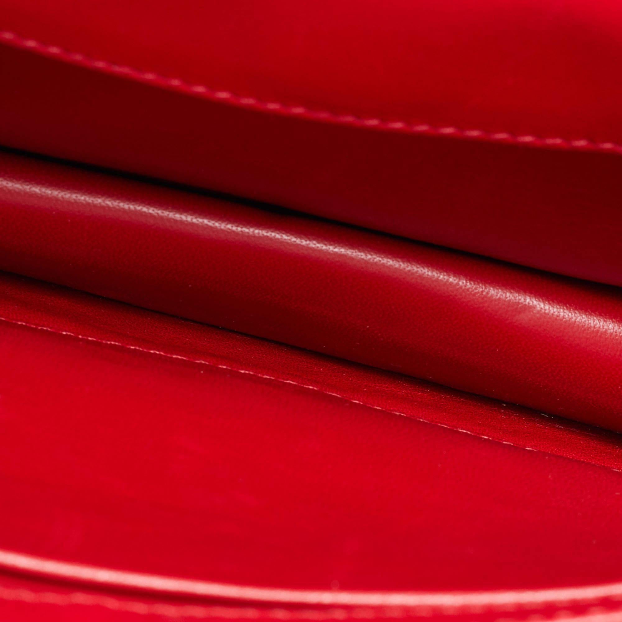 Prada Red/White Madras Woven Leather Pushlock Flap Bag 1