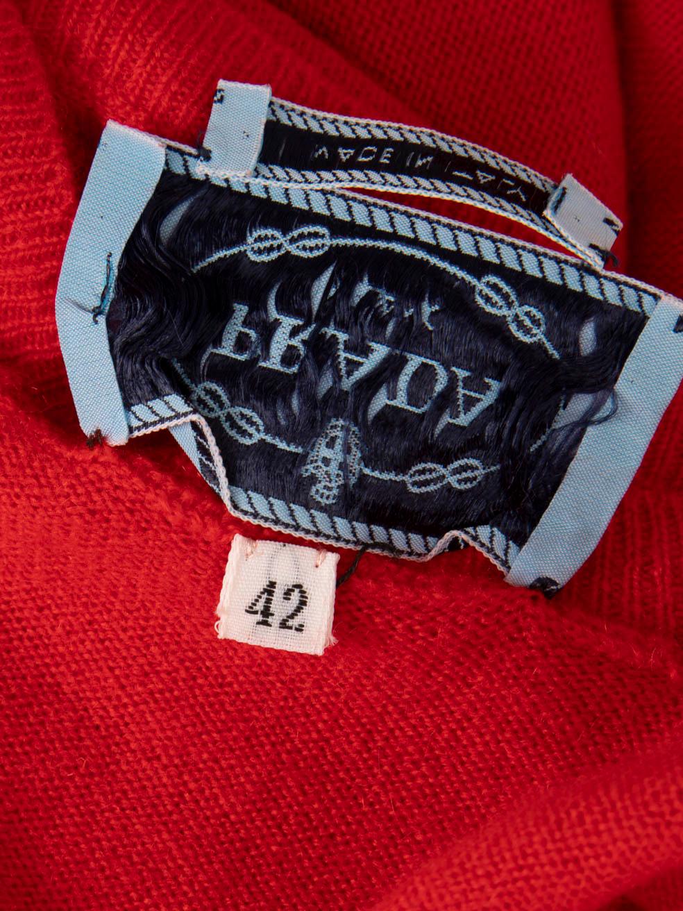 Prada - Pull en laine fine tricotée rouge, taille M en vente 3