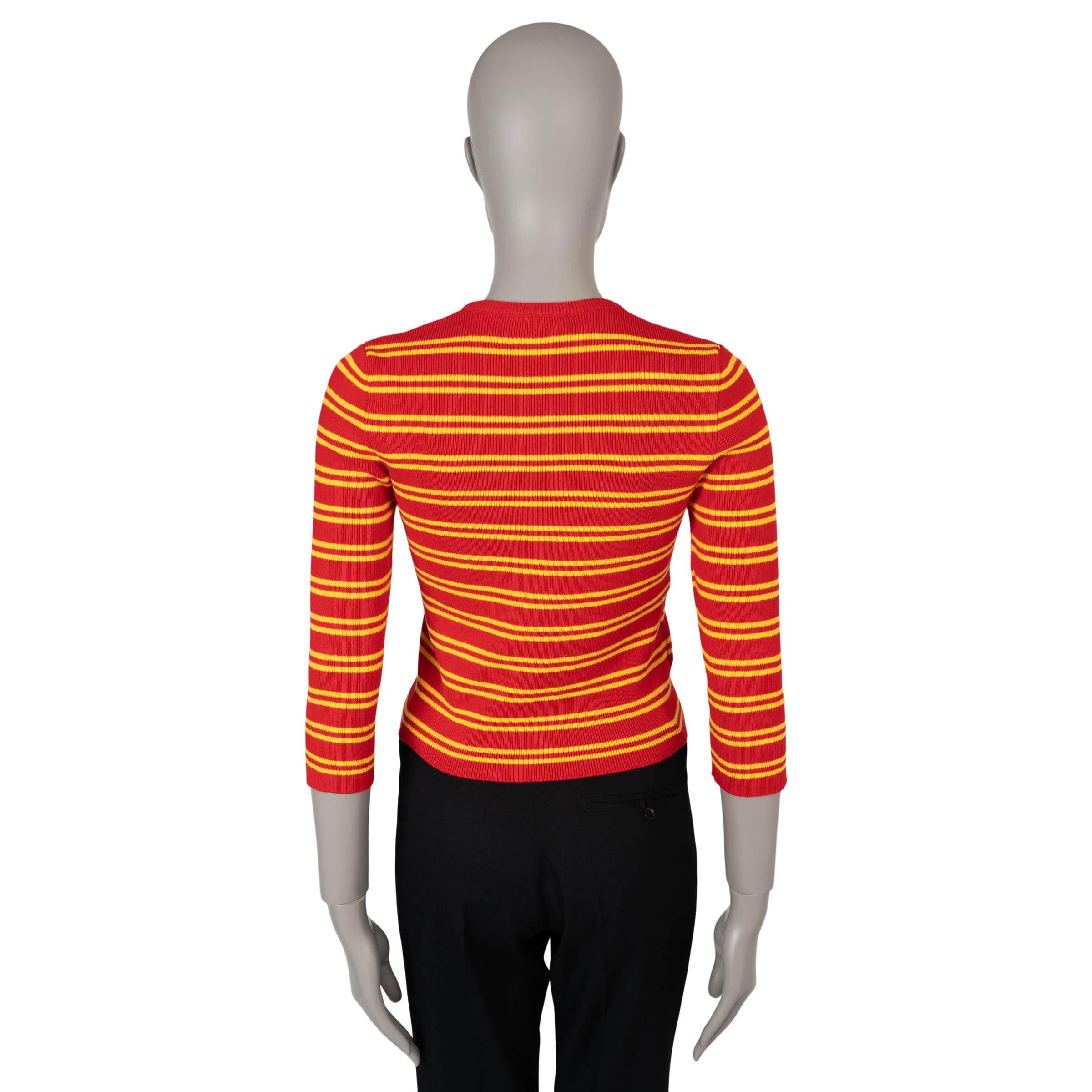 Pink PRADA red & yellow cotton 2023 STRIPED Sweater 42 M