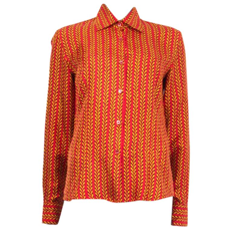 PRADA red yellow silk HOLLIDAY & BROWN LONDON Blouse Shirt 40 S For Sale