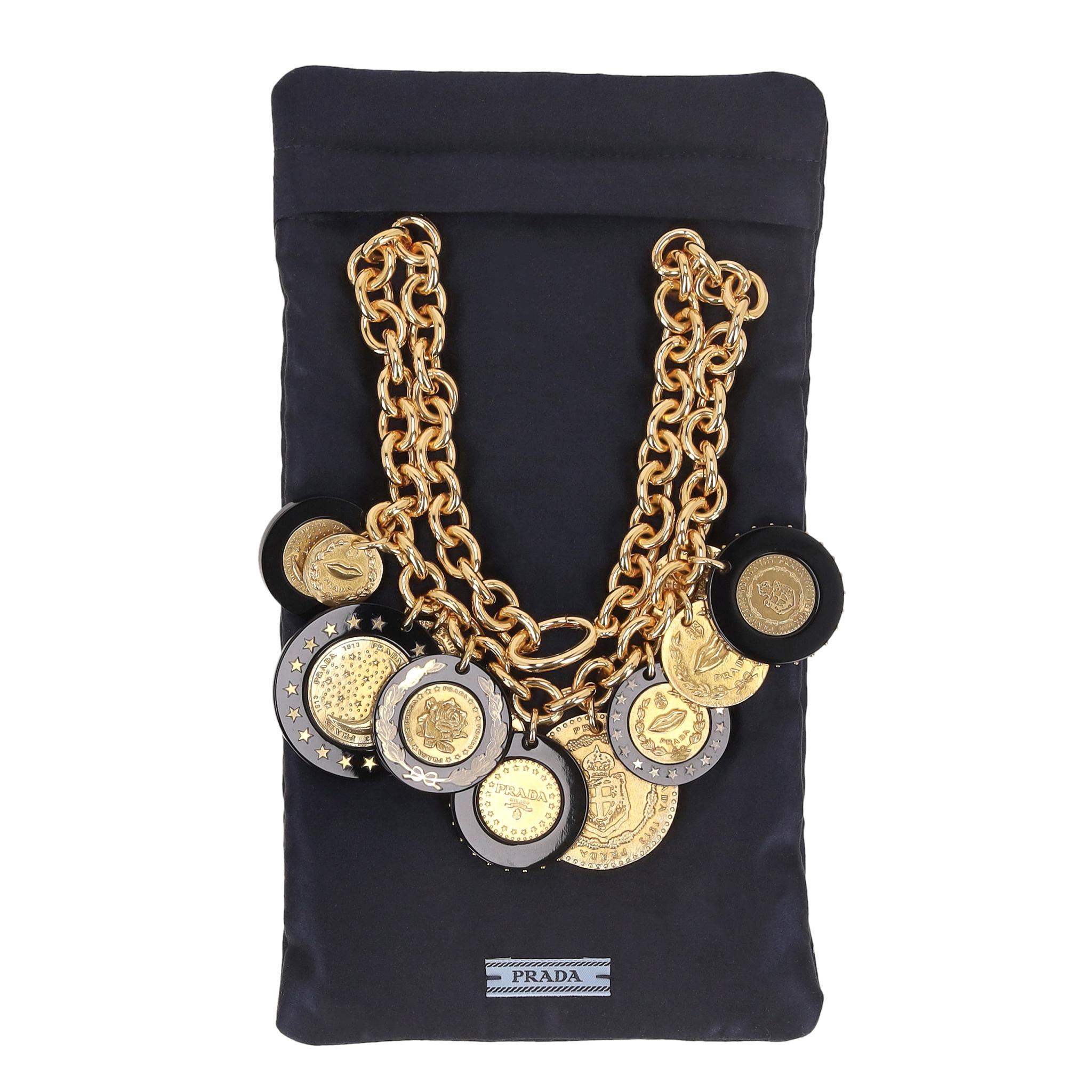 Prada Resin Medallion Chain Necklace In Excellent Condition For Sale In London, GB