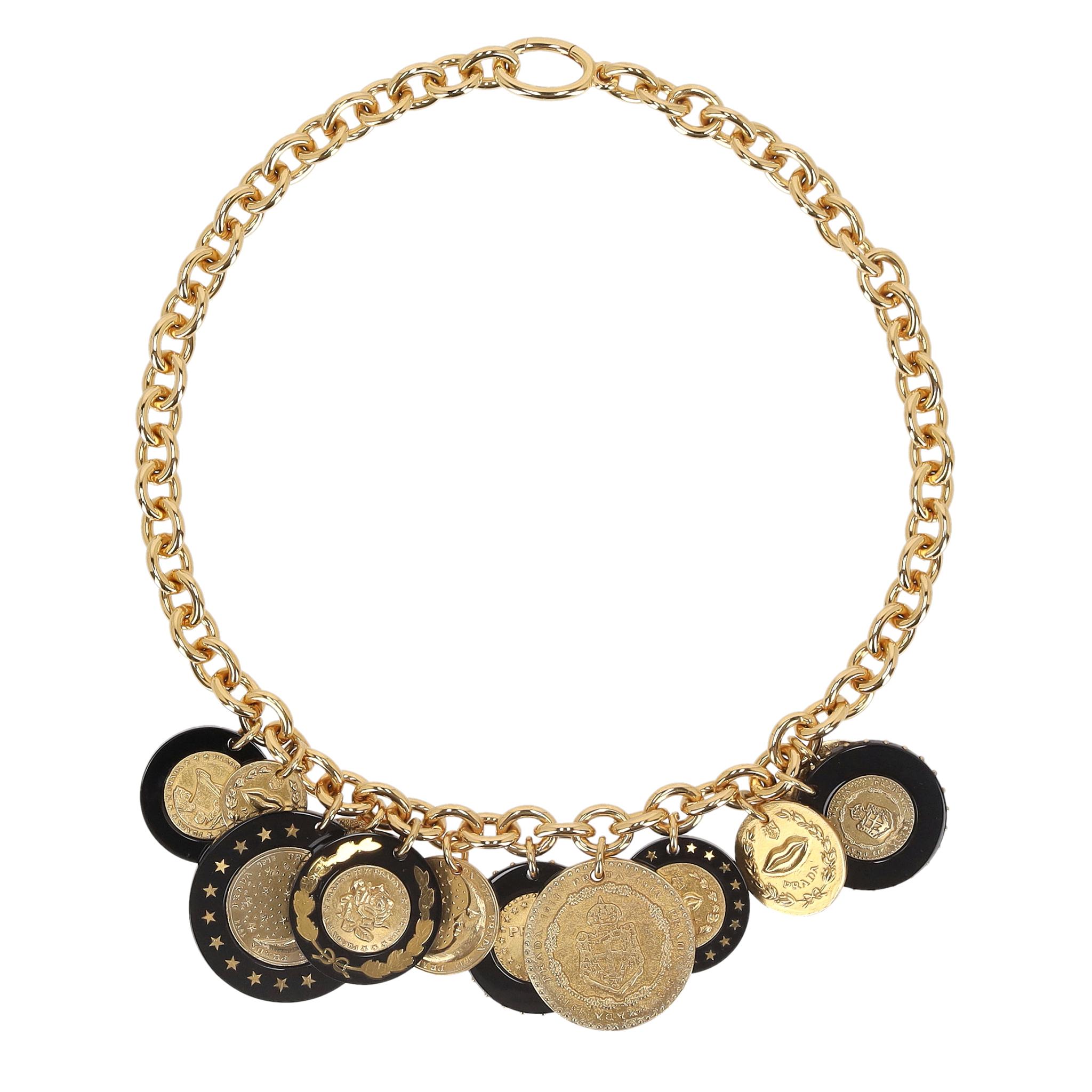 Women's Prada Resin Medallion Chain Necklace For Sale