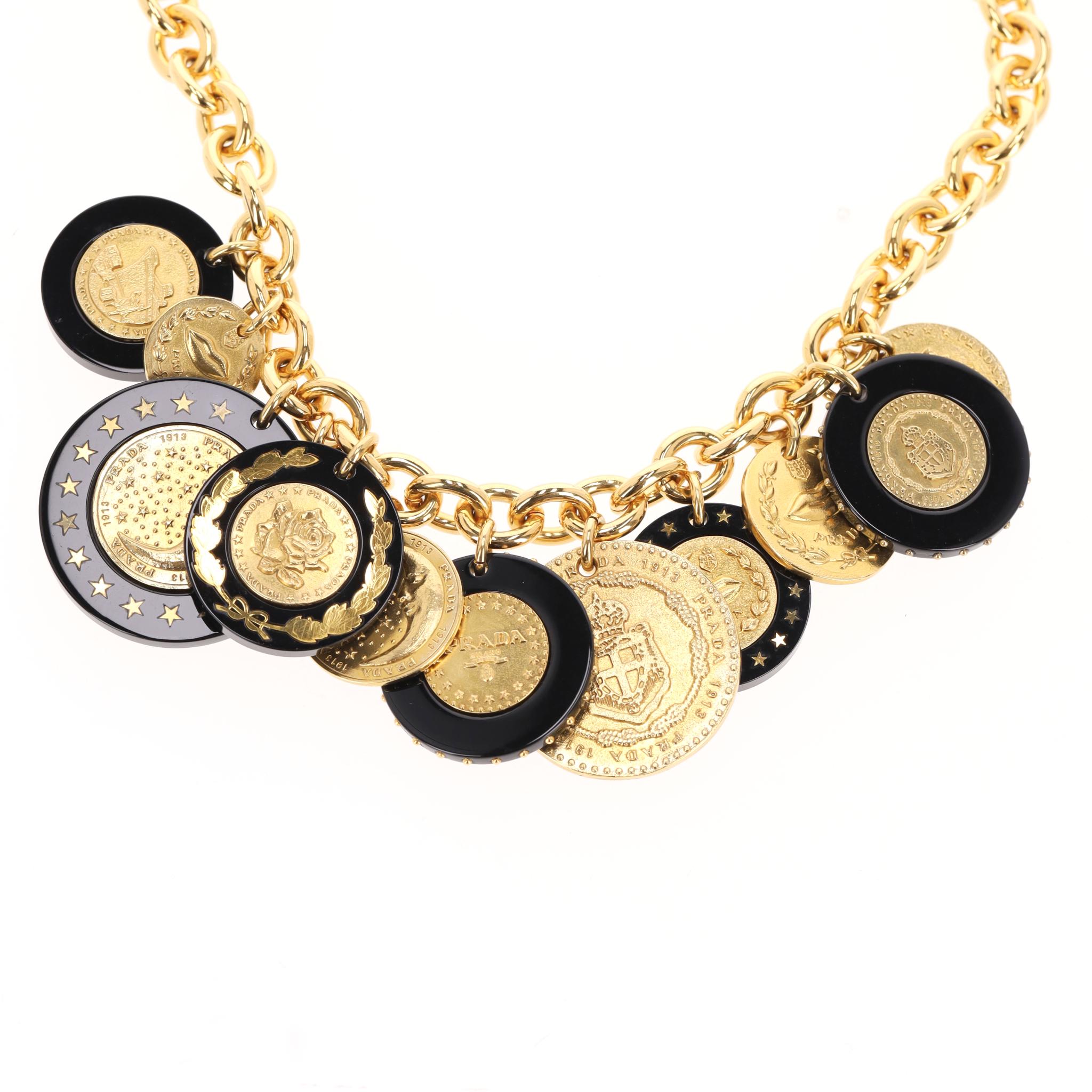 Prada Resin Medallion Chain Necklace For Sale 1