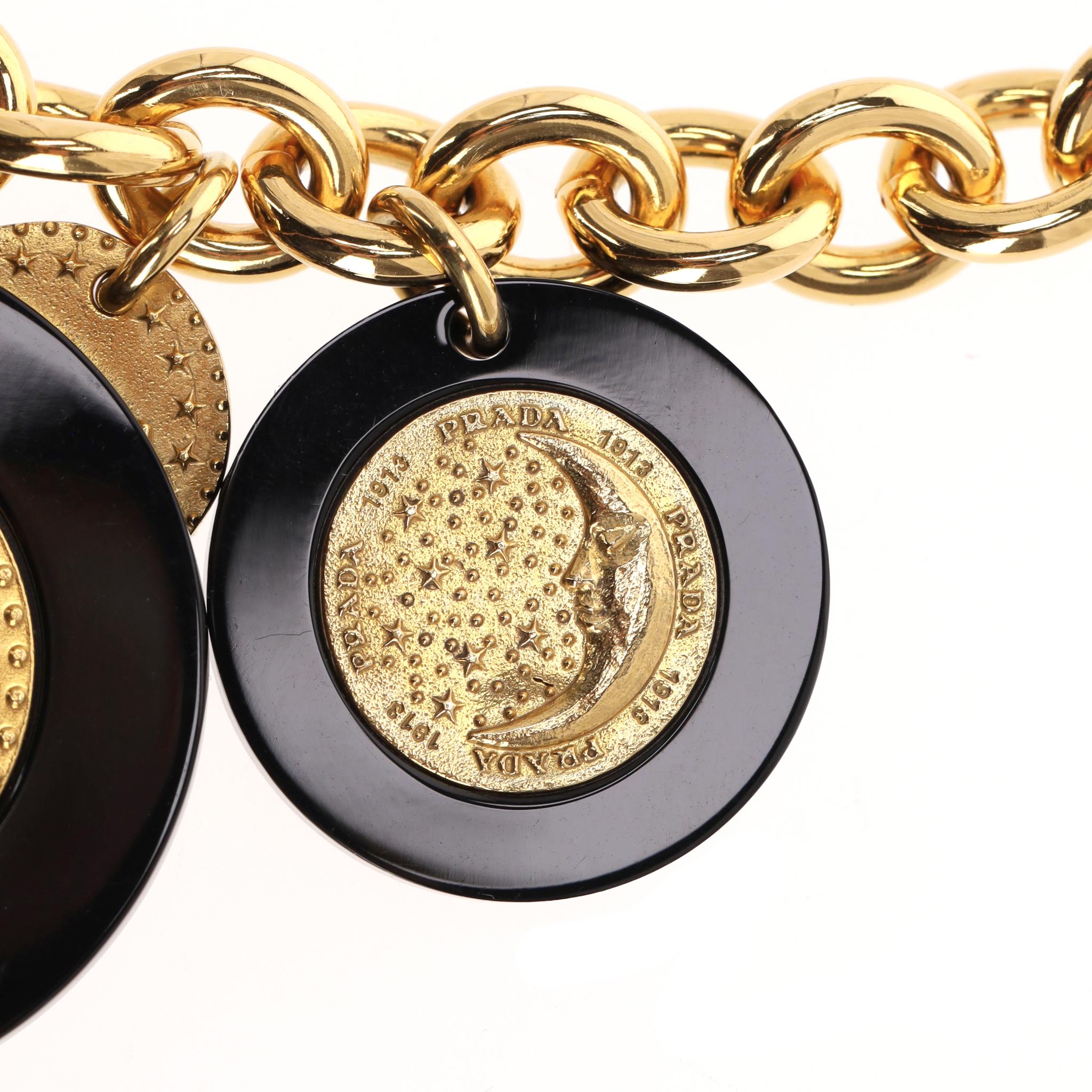 Prada Resin Medallion Chain Necklace For Sale 2