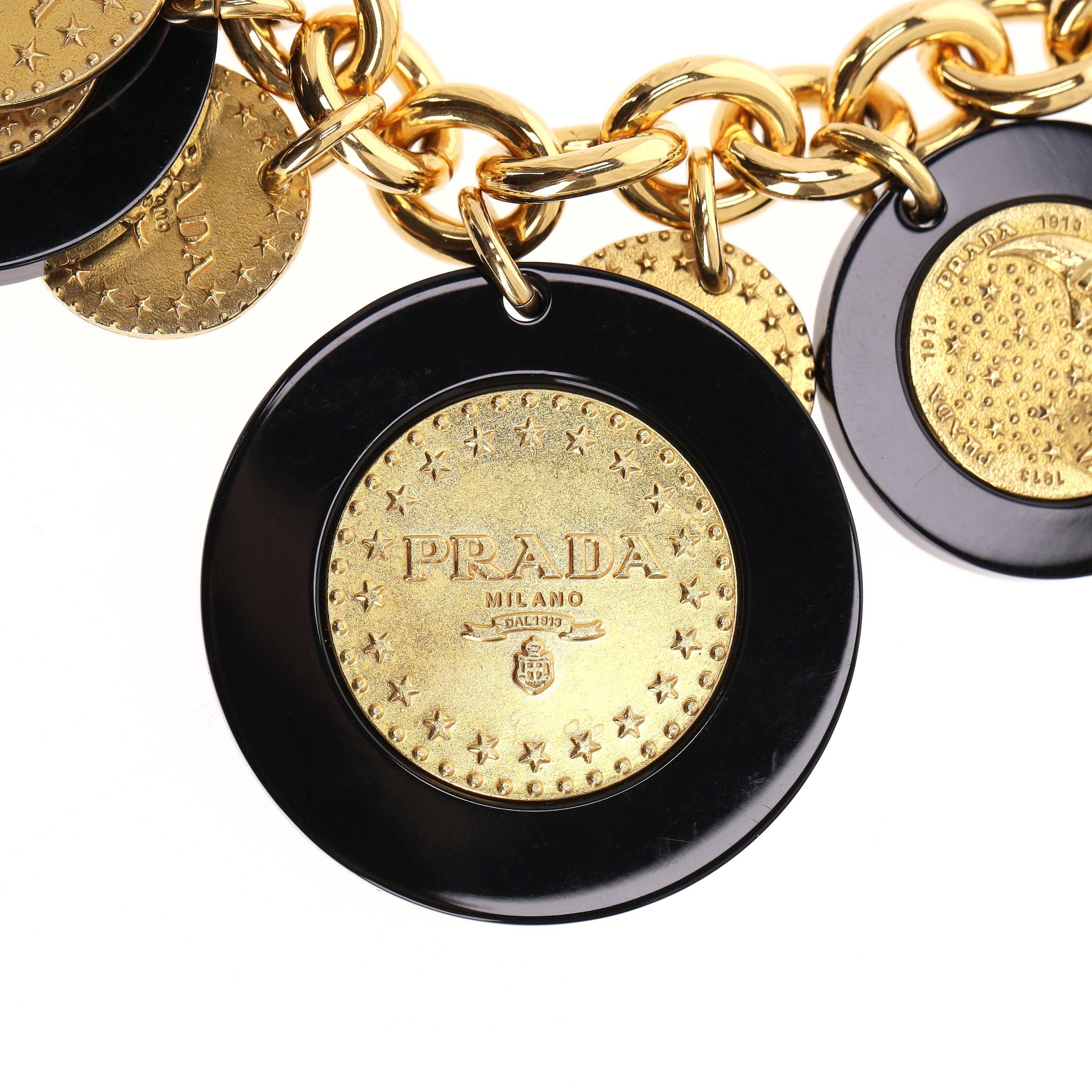 Prada Resin Medallion Chain Necklace For Sale 3