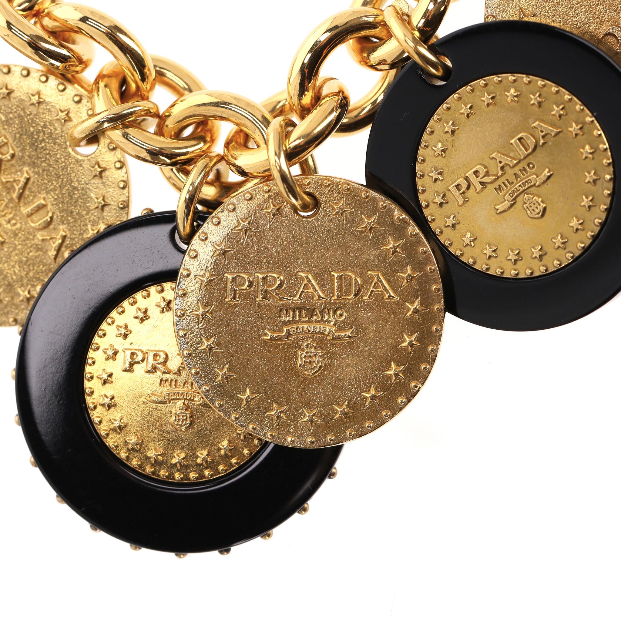 Prada Resin Medallion Chain Necklace For Sale 4