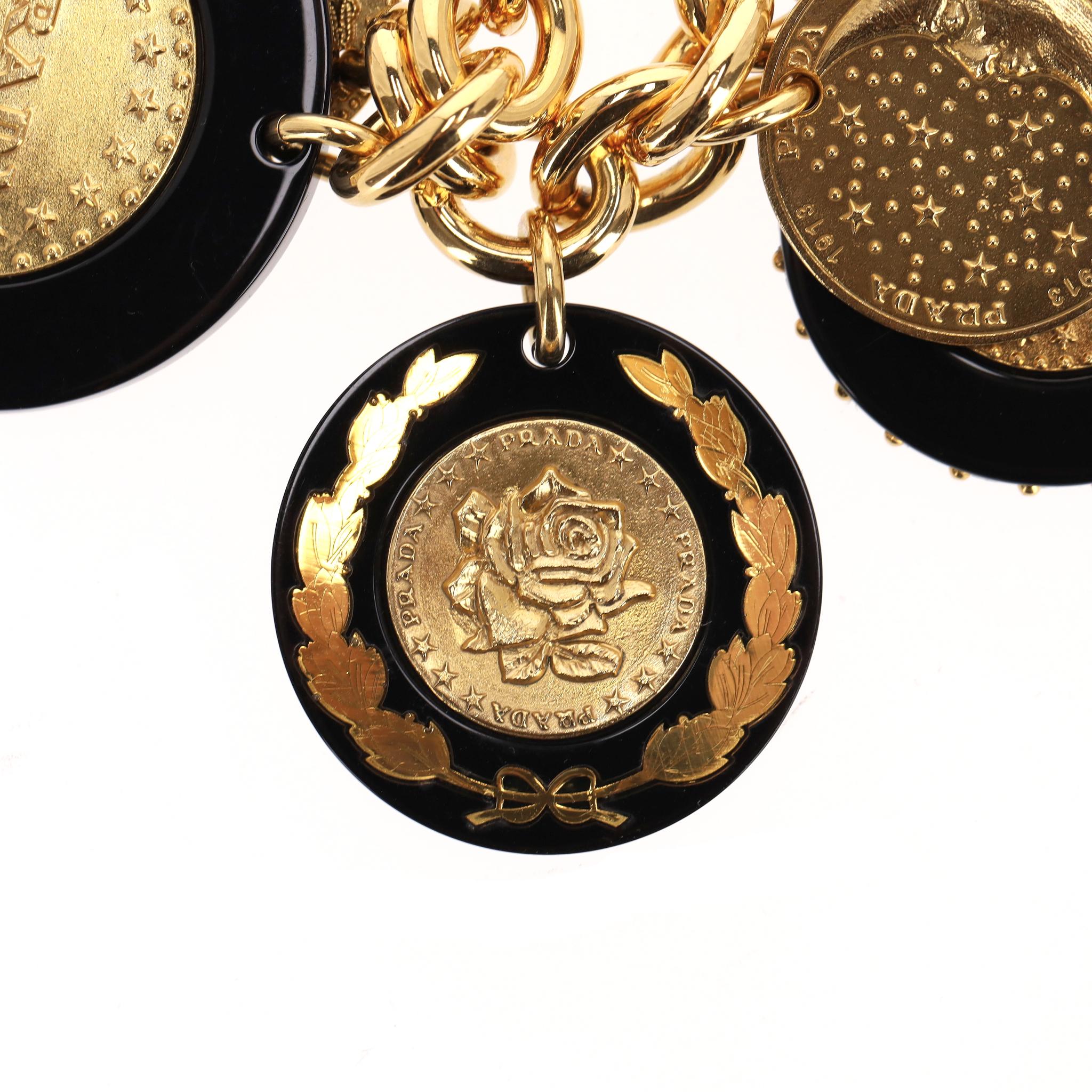 Prada Resin Medallion Chain Necklace For Sale 5