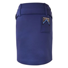 PRADA Resort 19 Techno Jersey Belted Ruffle Wrap Skirt