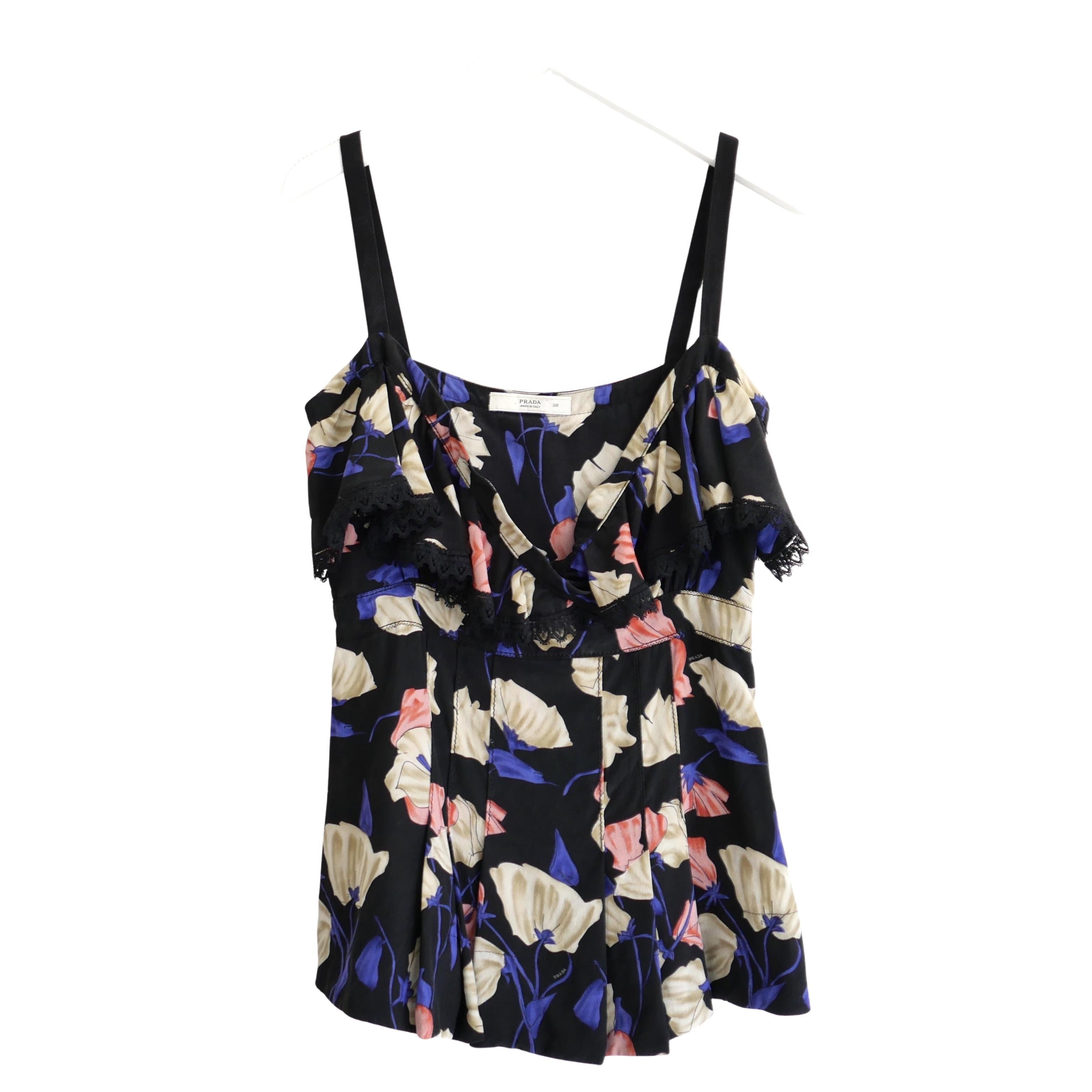 Prada Resort 2008 Floral Lace Trimmed Top For Sale