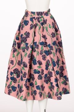 Prada Resort 2008 Pink Floral Silk Full Skirt
